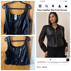 Torrid Faux Leather zip front corset
